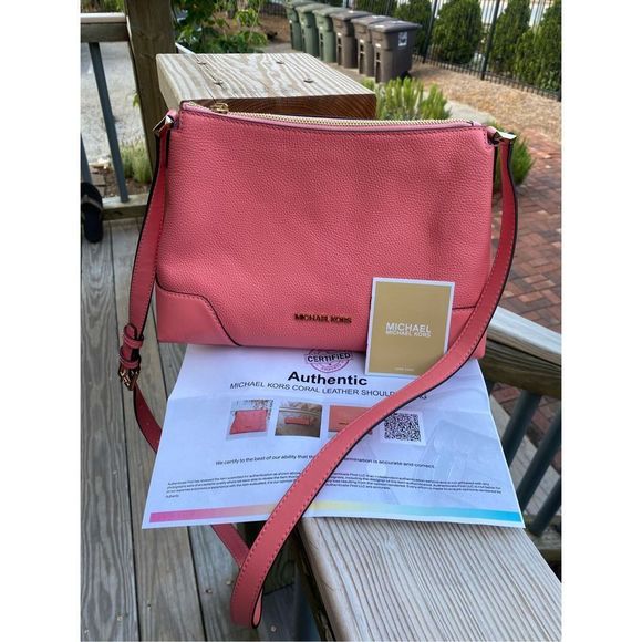 Michael Kors 🐾 NWT Coral Reef Crosby Medium Leather Shoulder Bag, MSRP $248 - Picture 2 of 16
